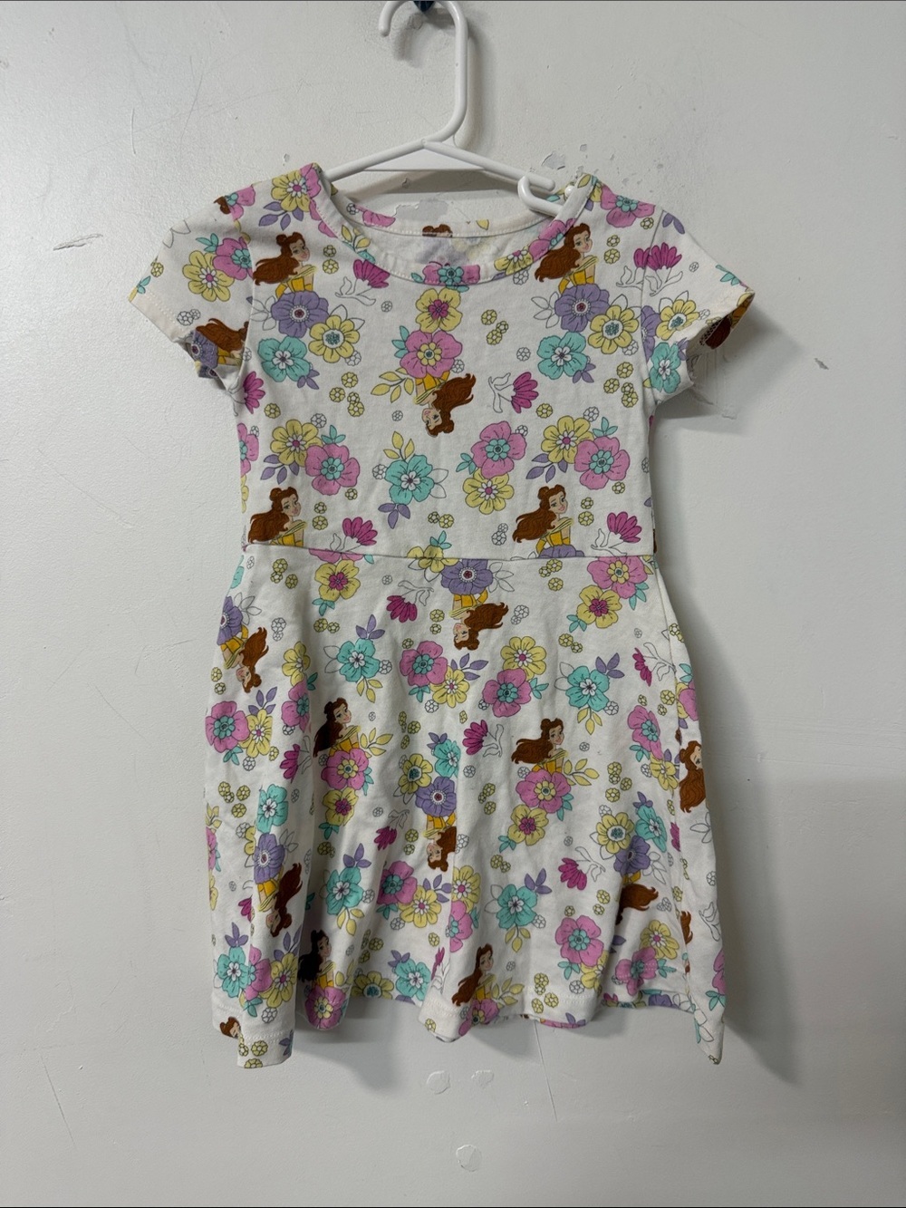 Disney White Floral Princess Print Kids Dress